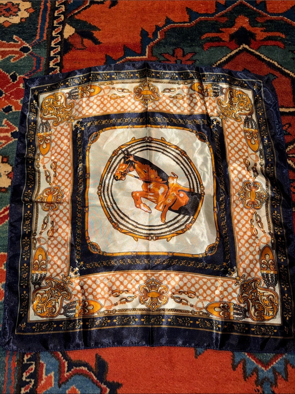 Equestrian Print Scarf 20" Squared